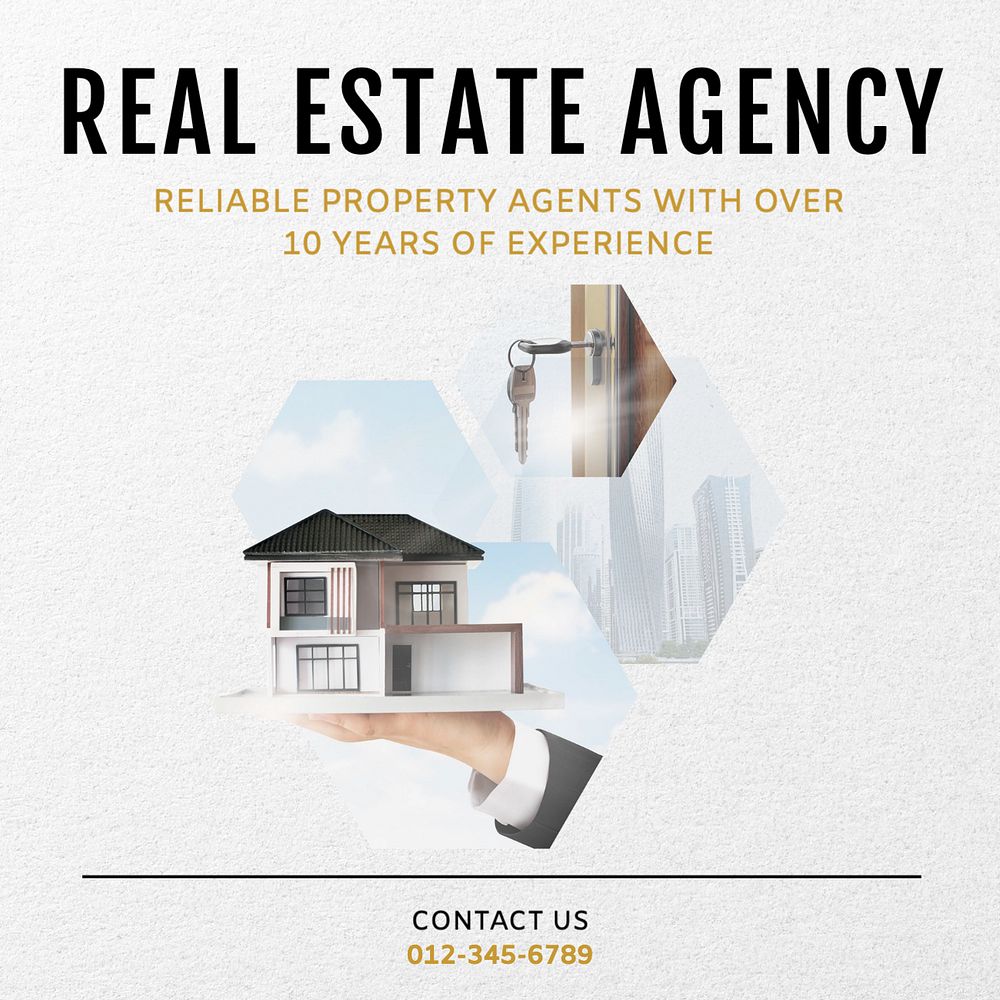 Real estate agency Instagram post template, editable text