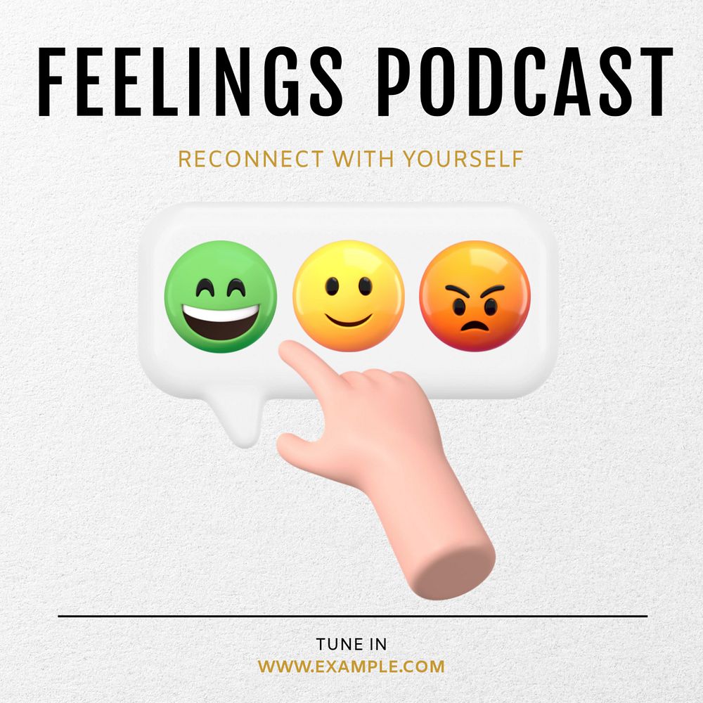 Feelings podcast Instagram post template, editable text