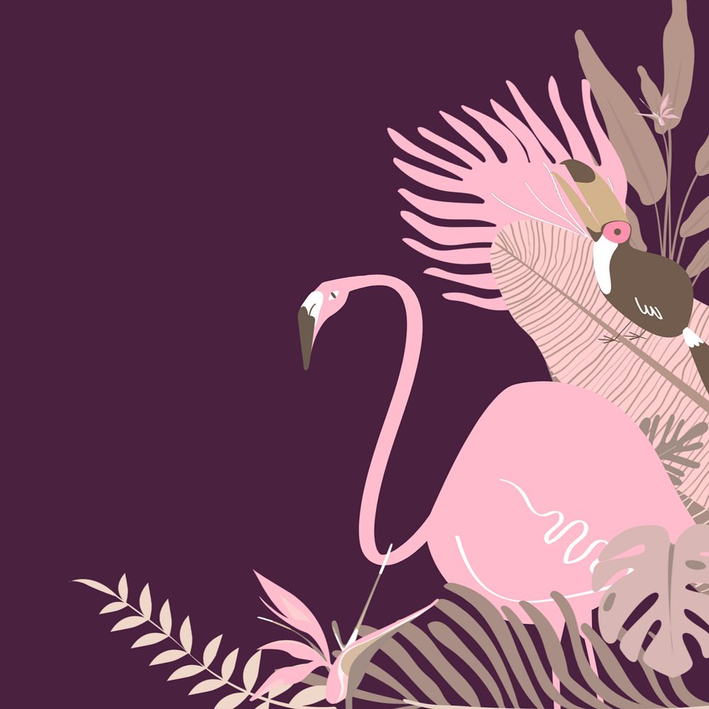 Pastel tropical summer bird background, editable brown design