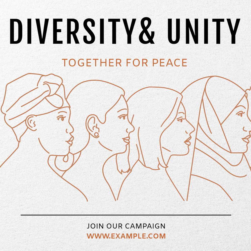 Diversity & unity Instagram post template, editable text