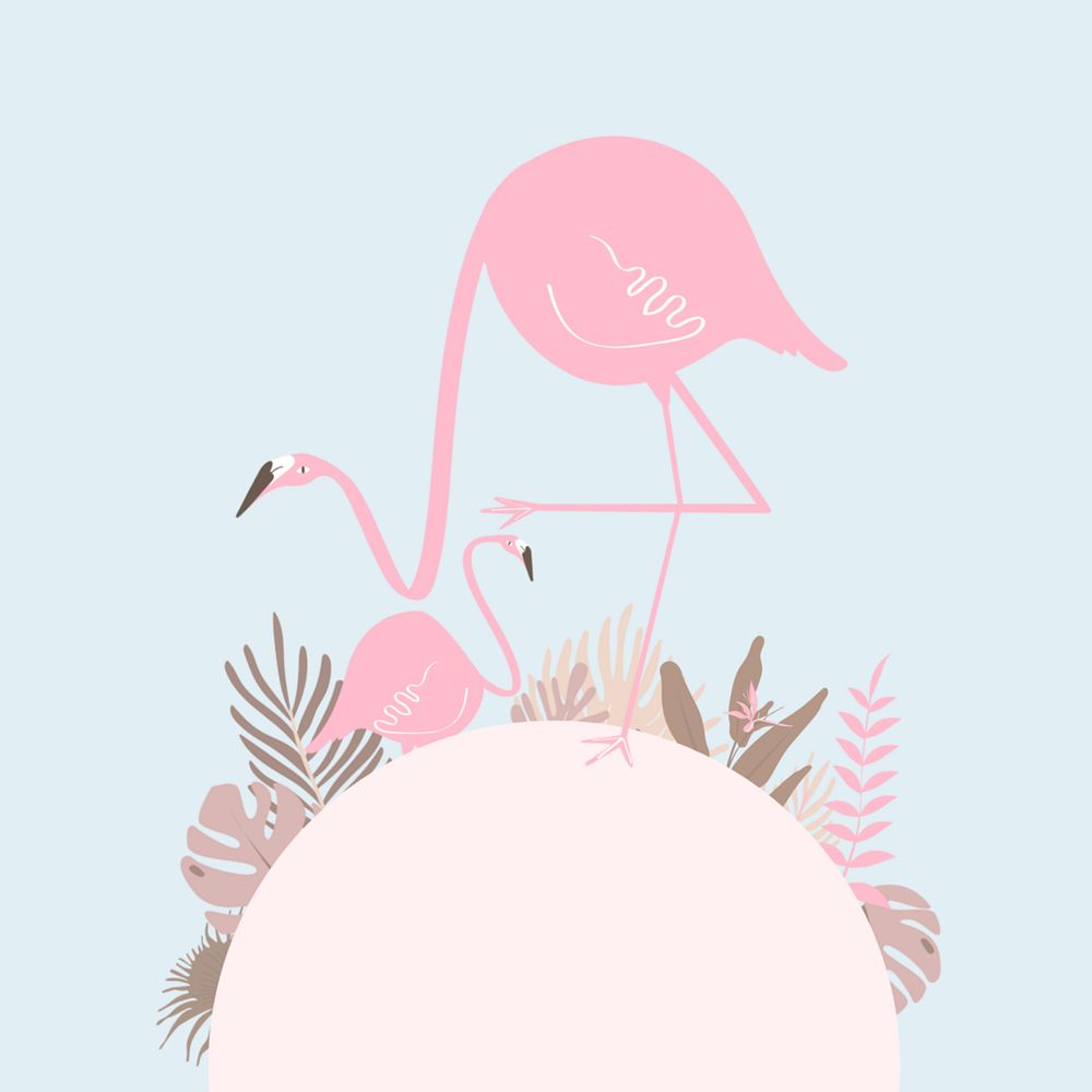 Pastel tropical flamingo bird background, editable blue design