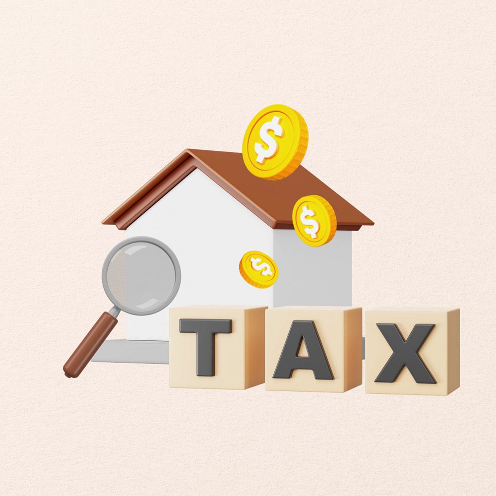 Property tax 3D, finance remix, editable design