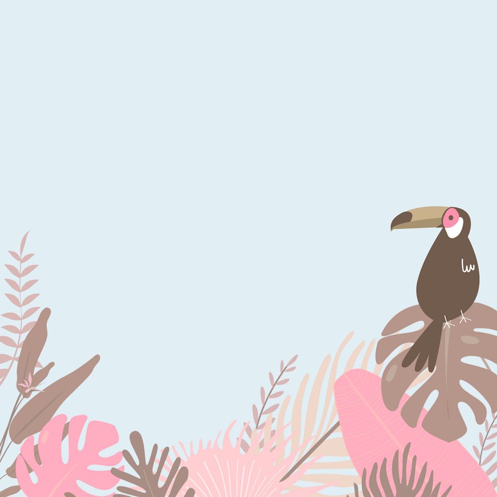 Pastel tropical toucan bird background, editable blue design