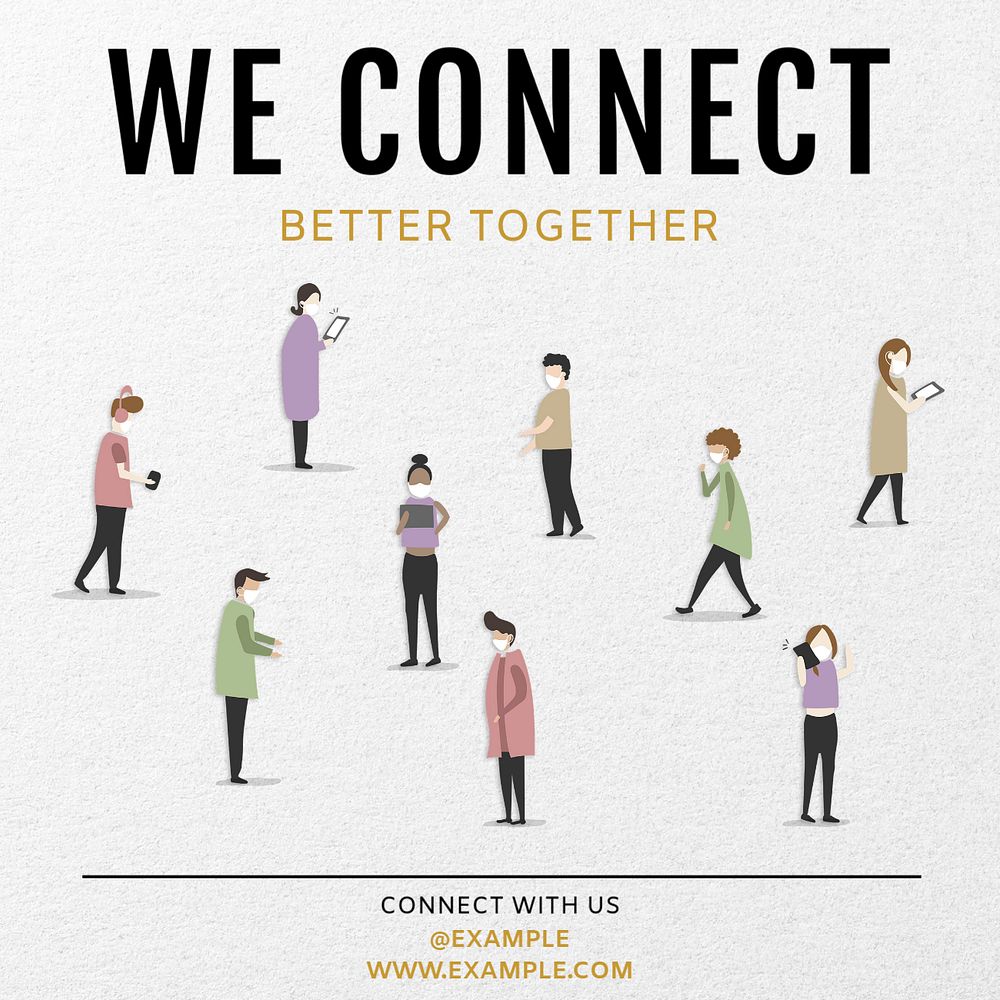 We connect Instagram post template, editable text