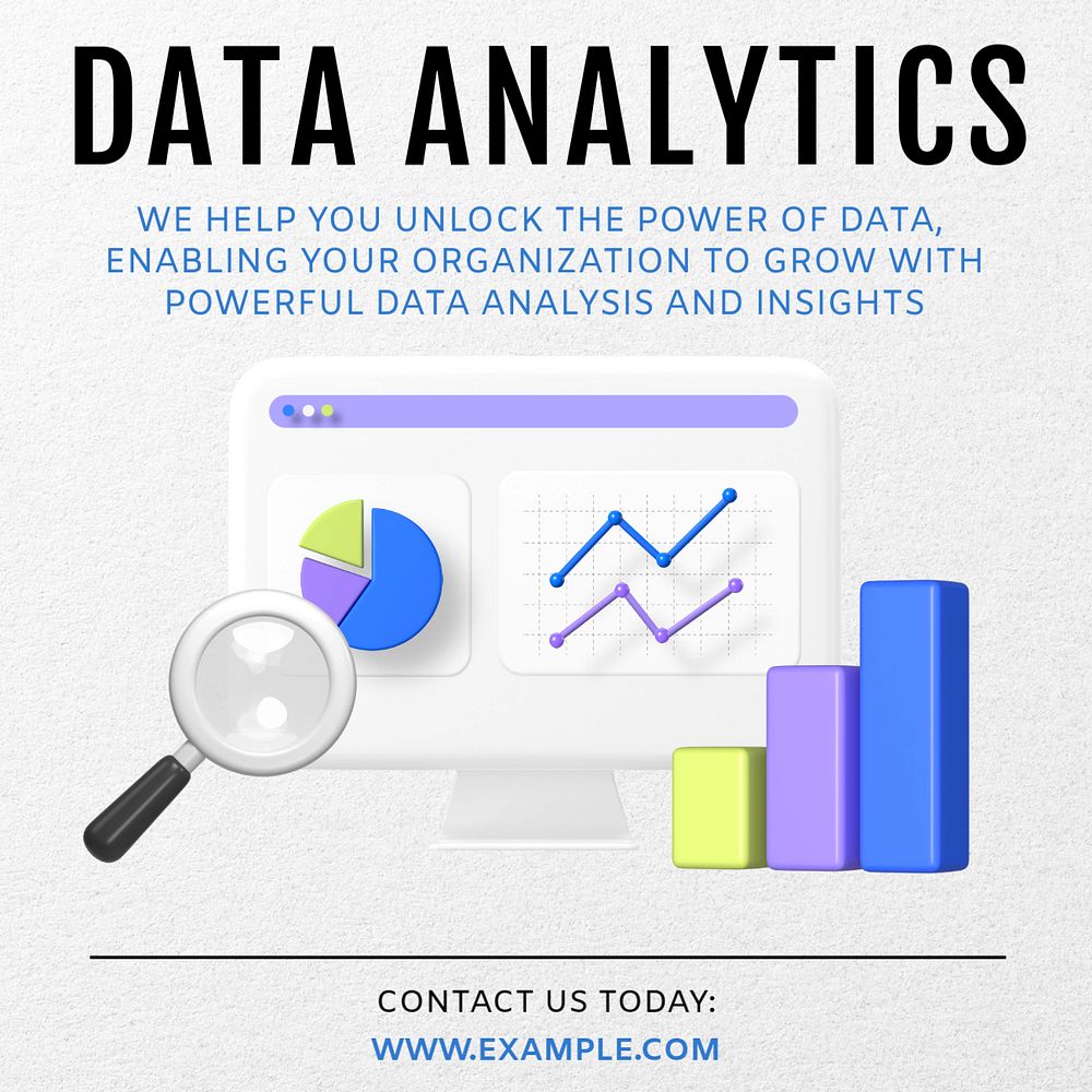 Data analytics Instagram post template, editable text