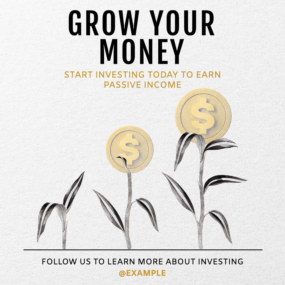 Grow your money Instagram post template, editable text