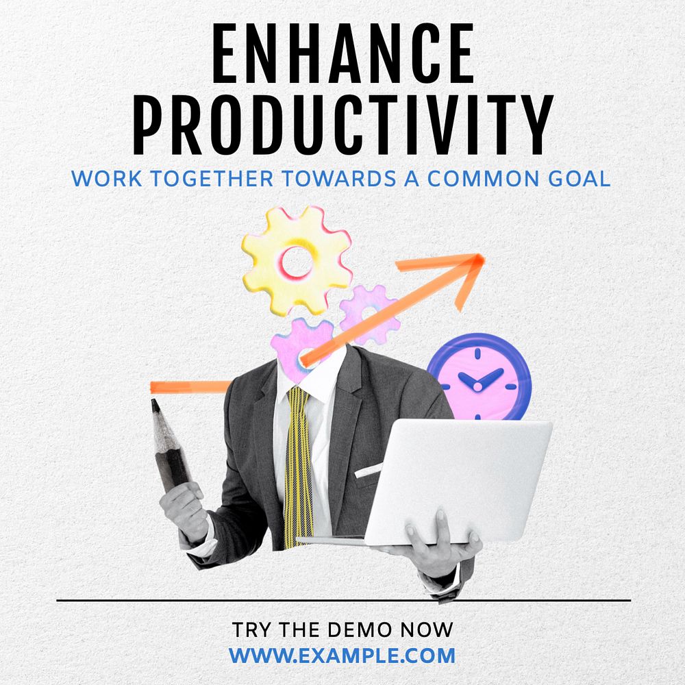 Enhance productivity Instagram post template, editable text