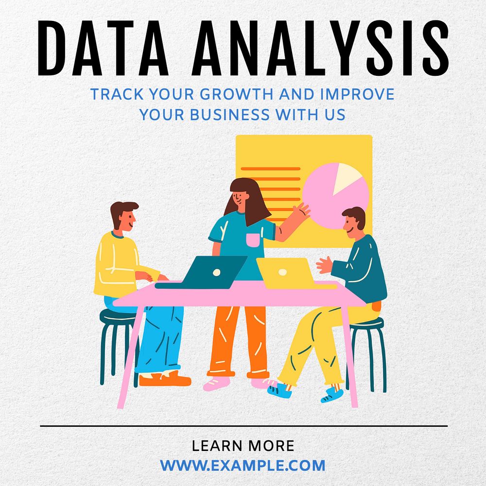 Data analysis Instagram post template, editable text