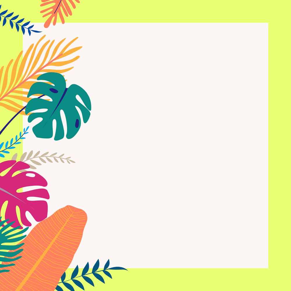 Colorful tropical leaf frame background, editable green design