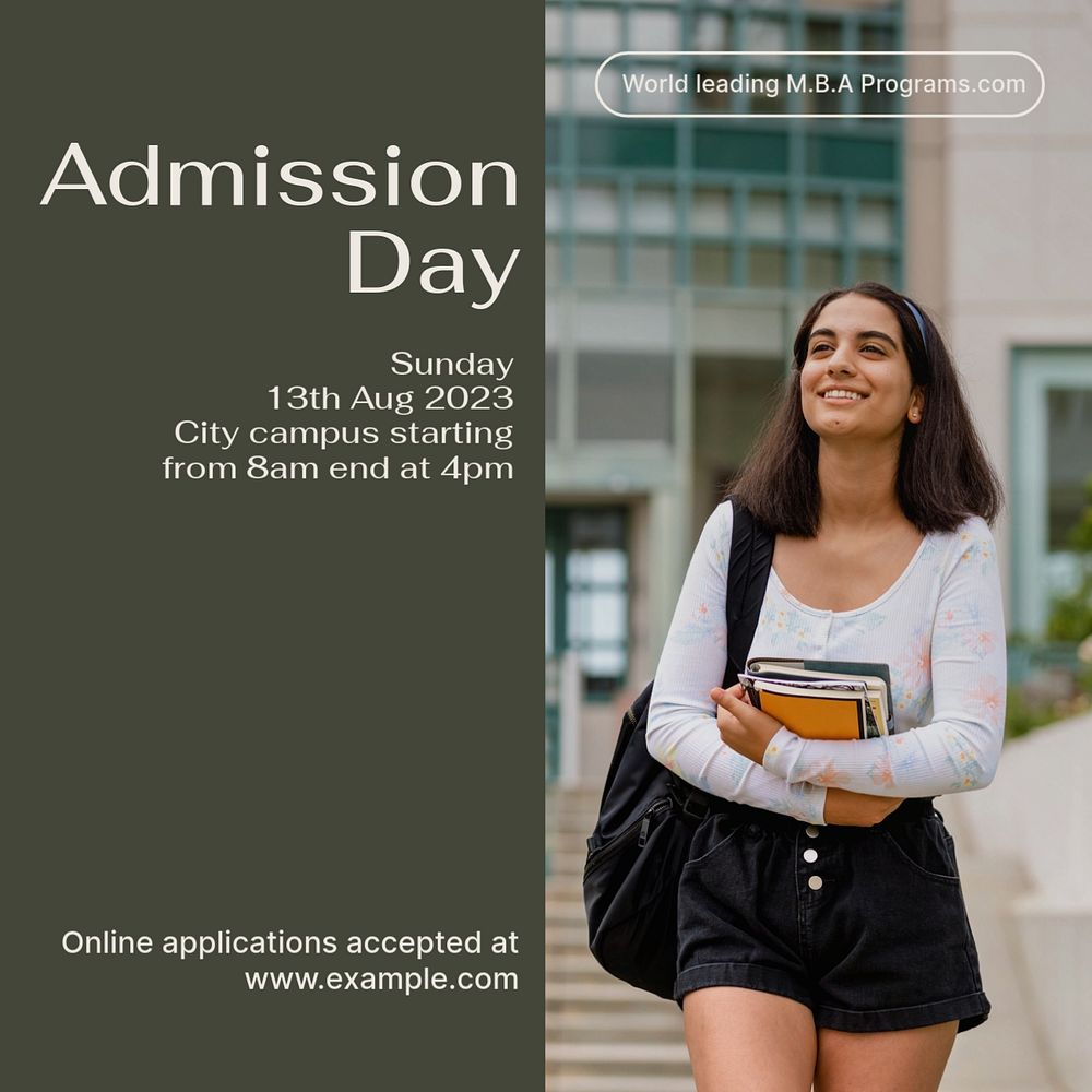 Admission day Instagram post template, editable text