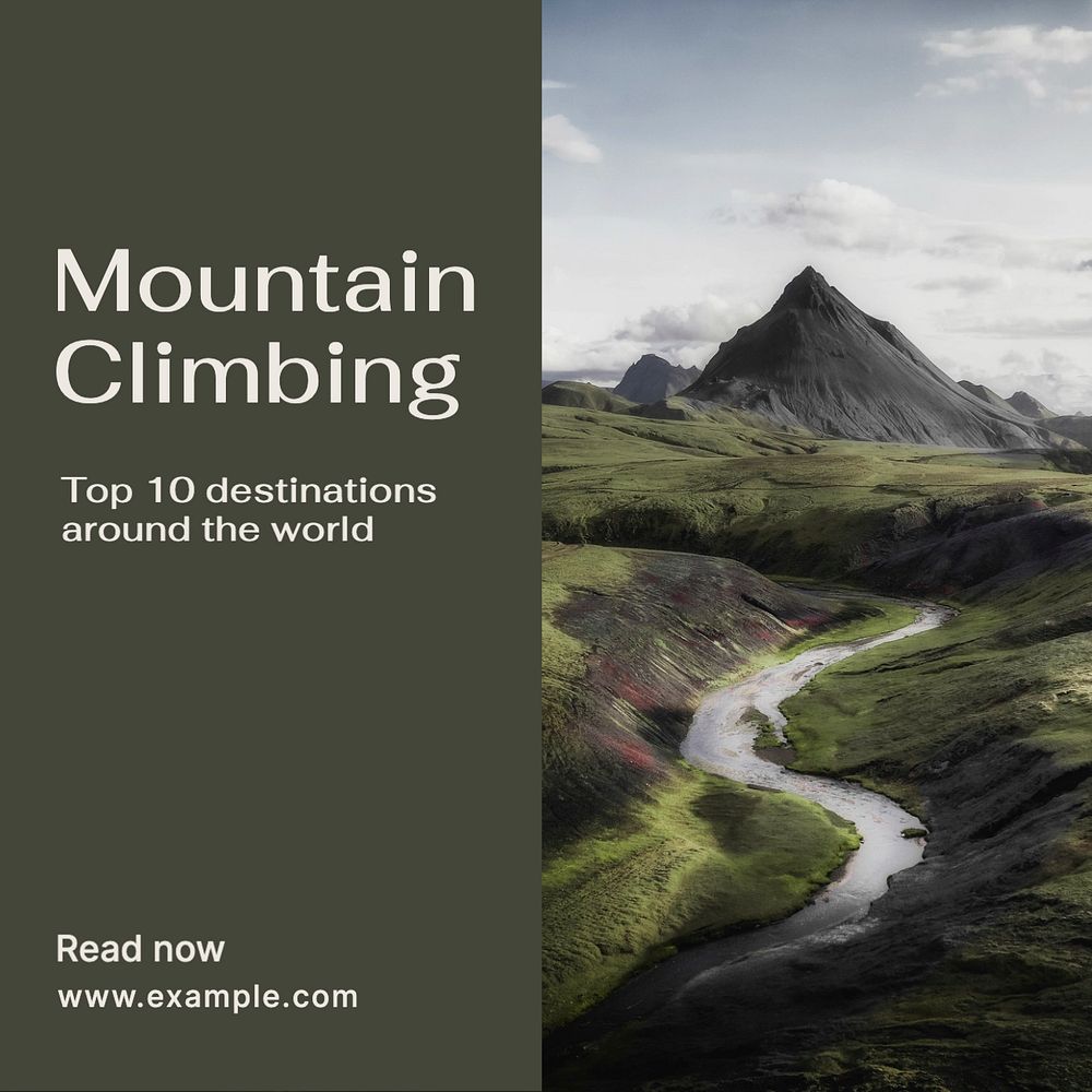 Mountain climbing Instagram post template, editable text