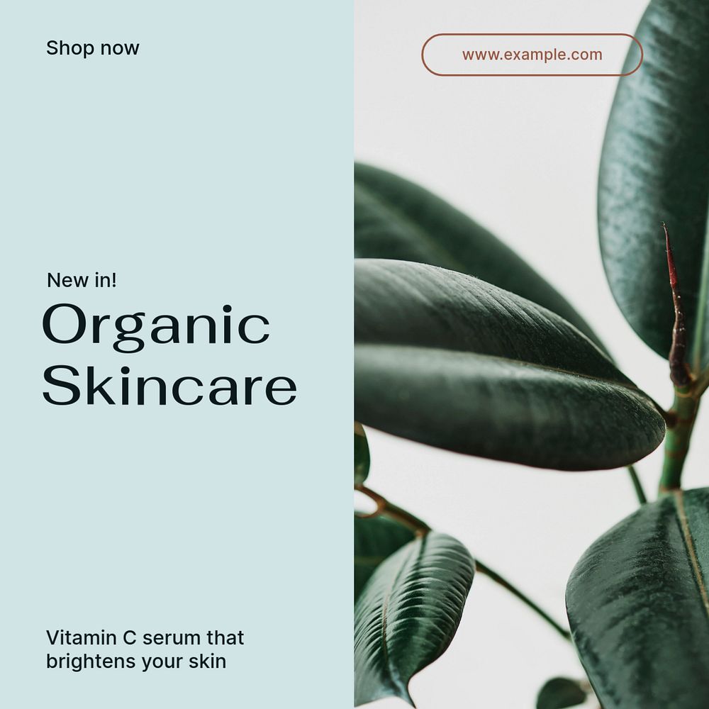 Organic skincare Instagram post template, editable text