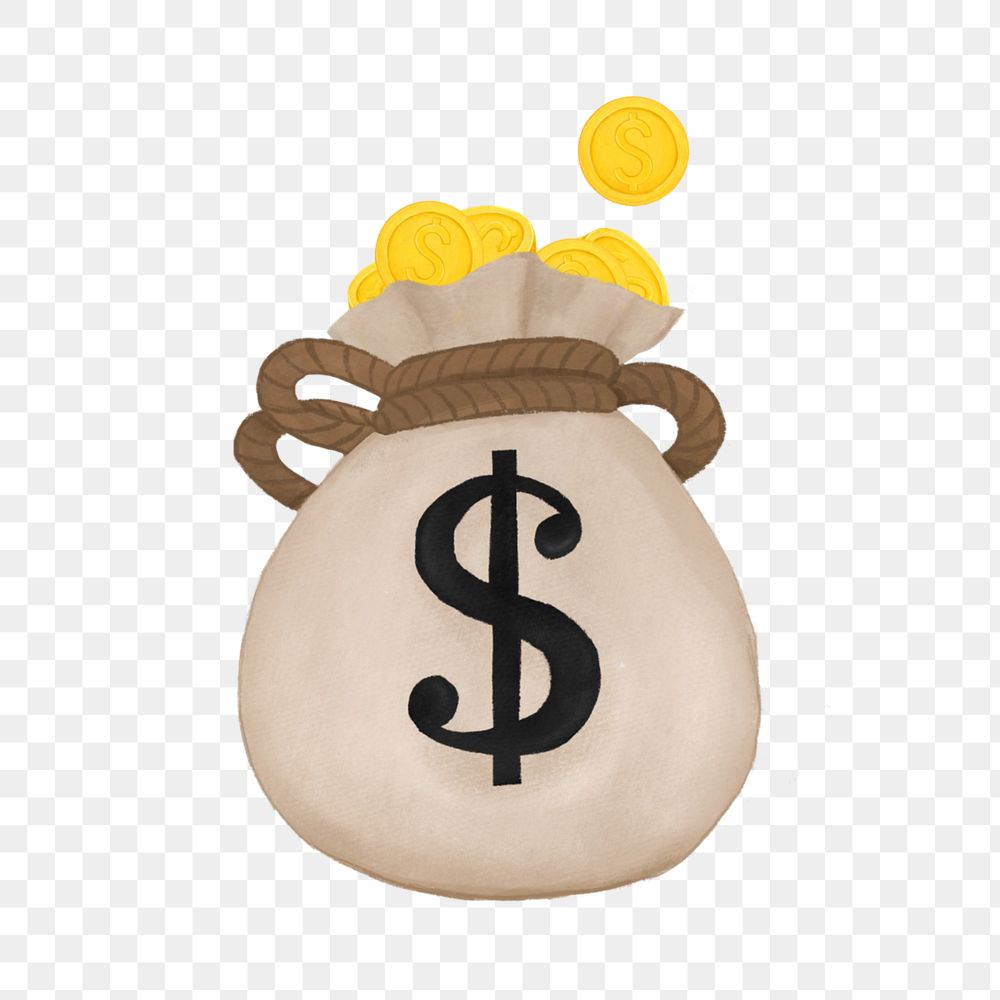 Money bag png, finance illustration, editable design