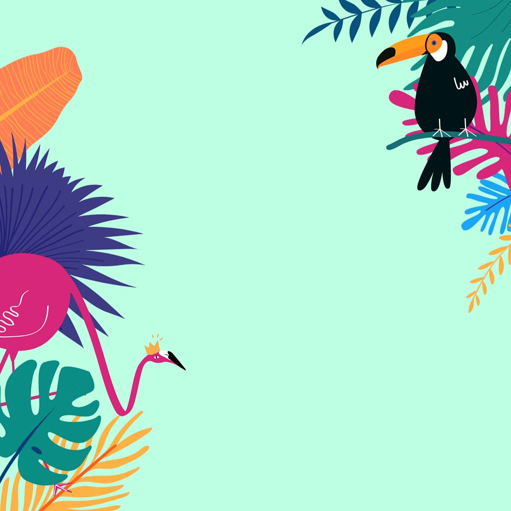 Colorful summer bird tropical background