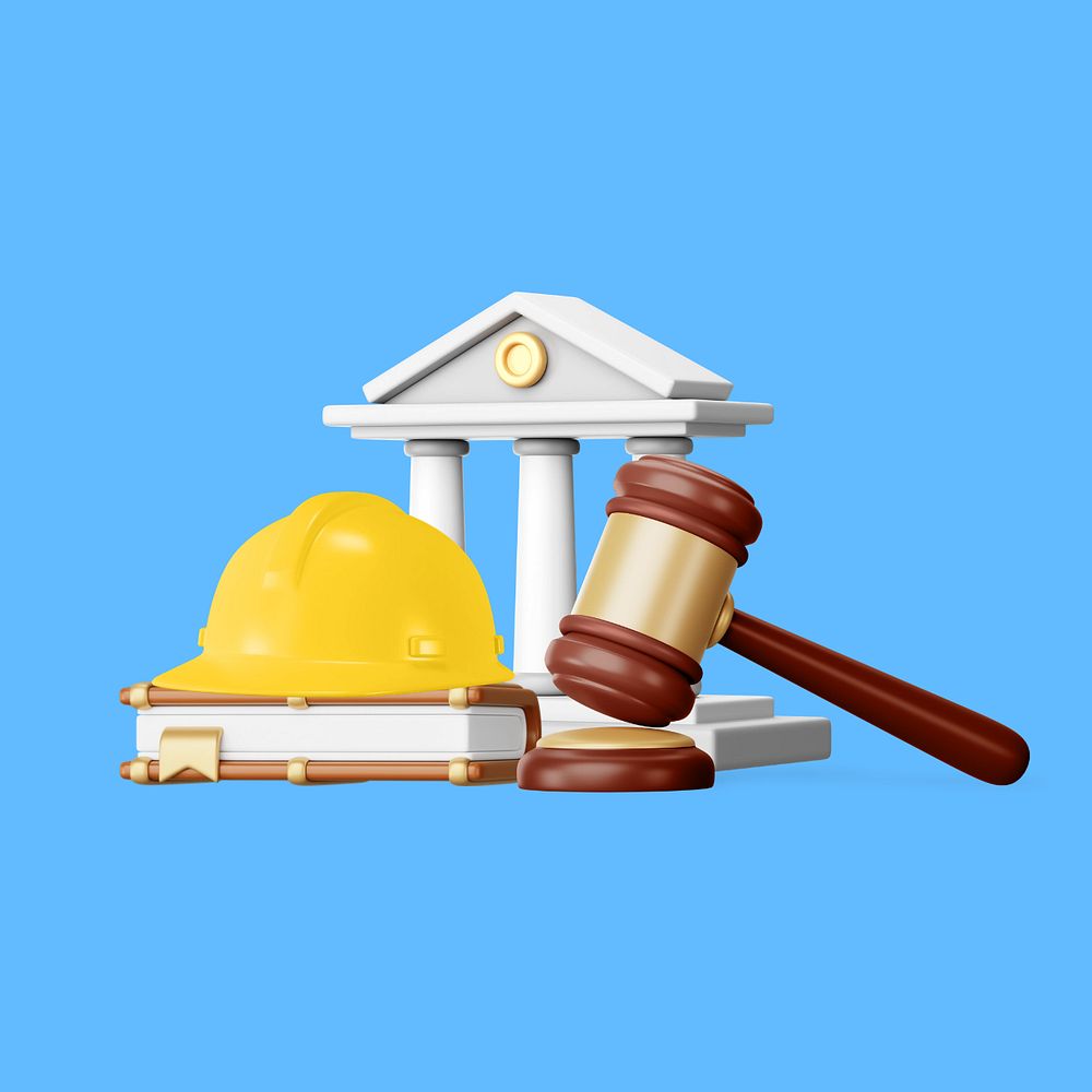 Employment lawyer remix, 3D gavel and helmet illustration, editable design