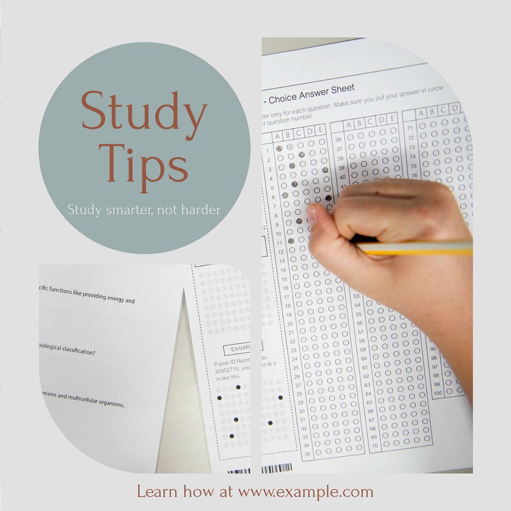 Study tips Instagram post template, editable text