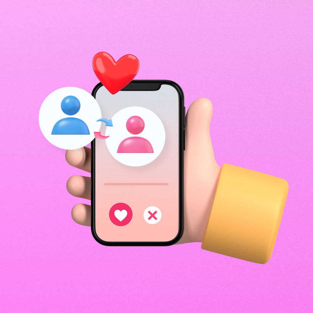 Dating app matched, 3D love remix, editable design