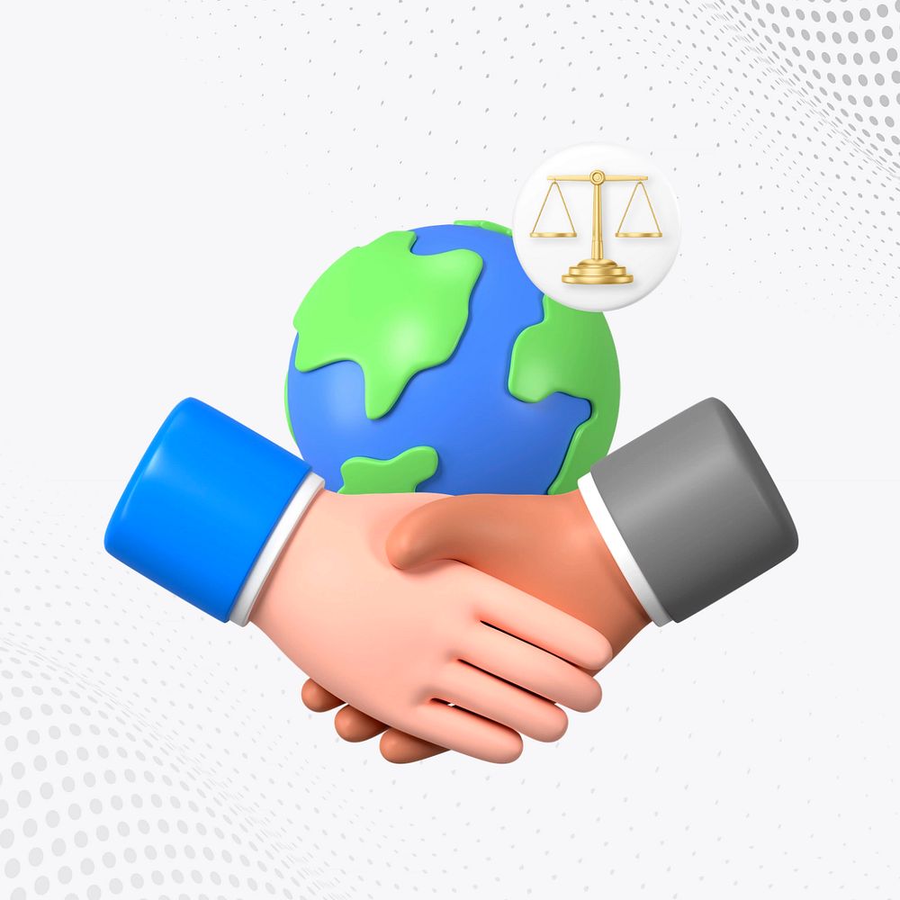 Environmental law, 3D business handshake remix, editable design