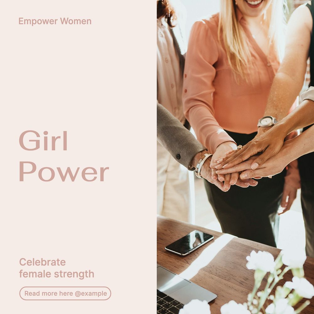 Girl power Instagram post template, editable text