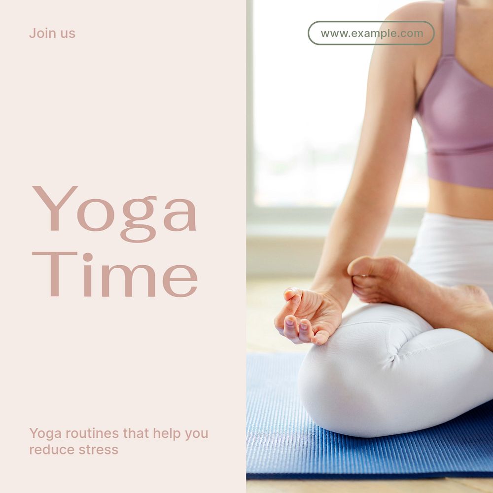 Yoga Instagram post template, editable text