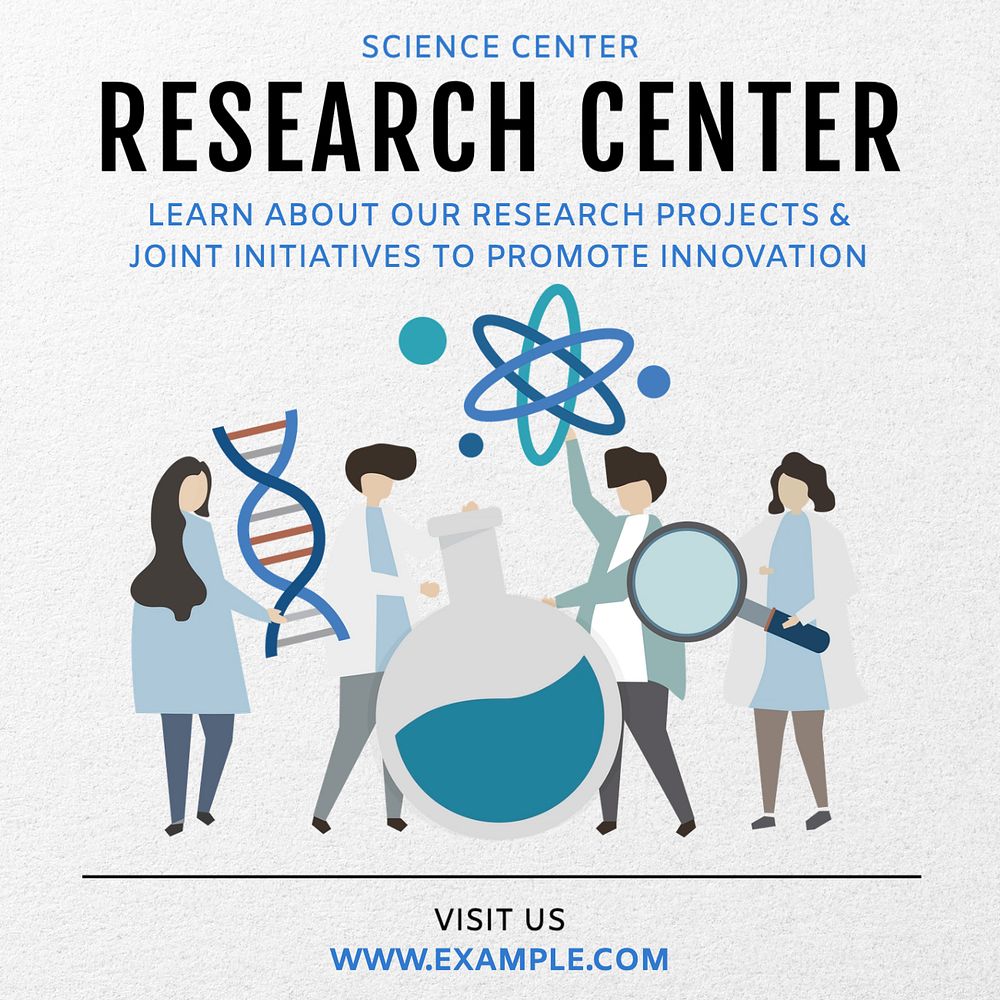 Research center Instagram post template, editable text