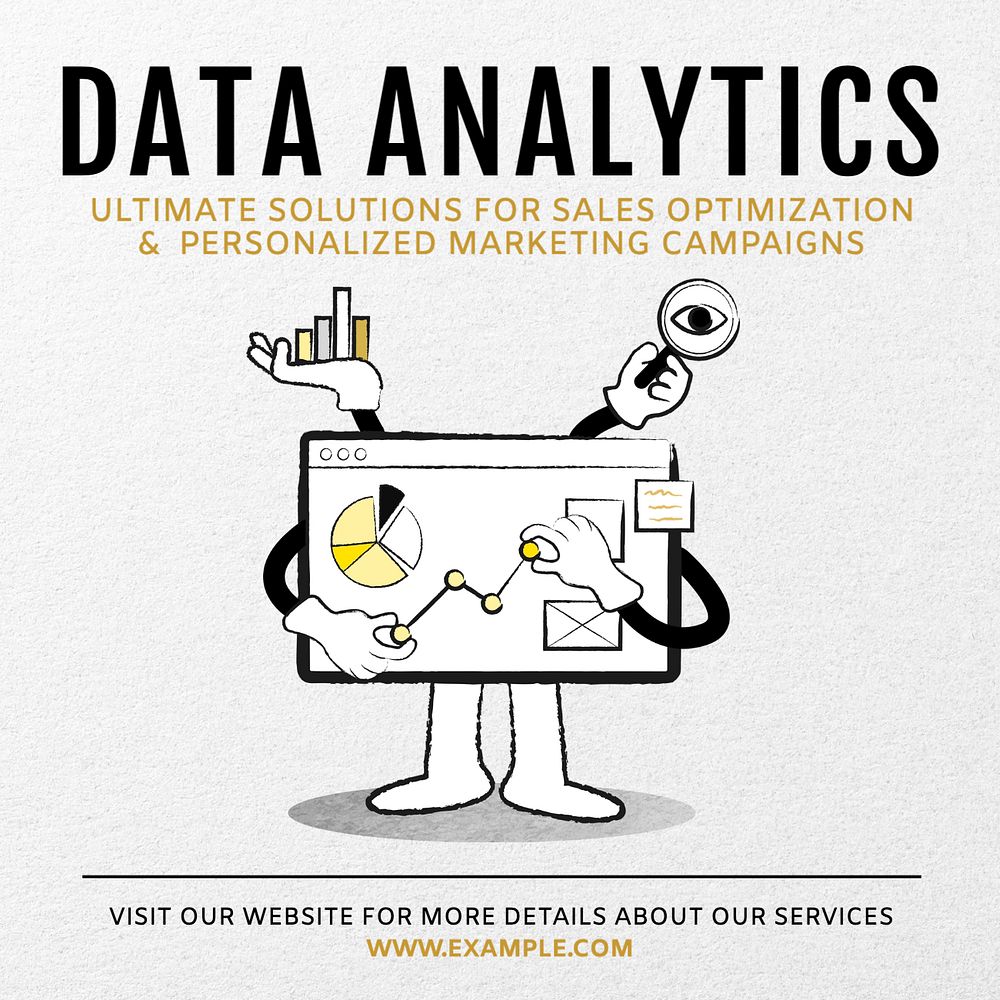 Data analytics Instagram post template, editable text