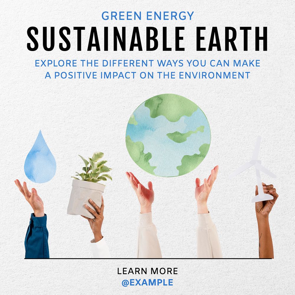 Sustainable earth Instagram post template, editable text