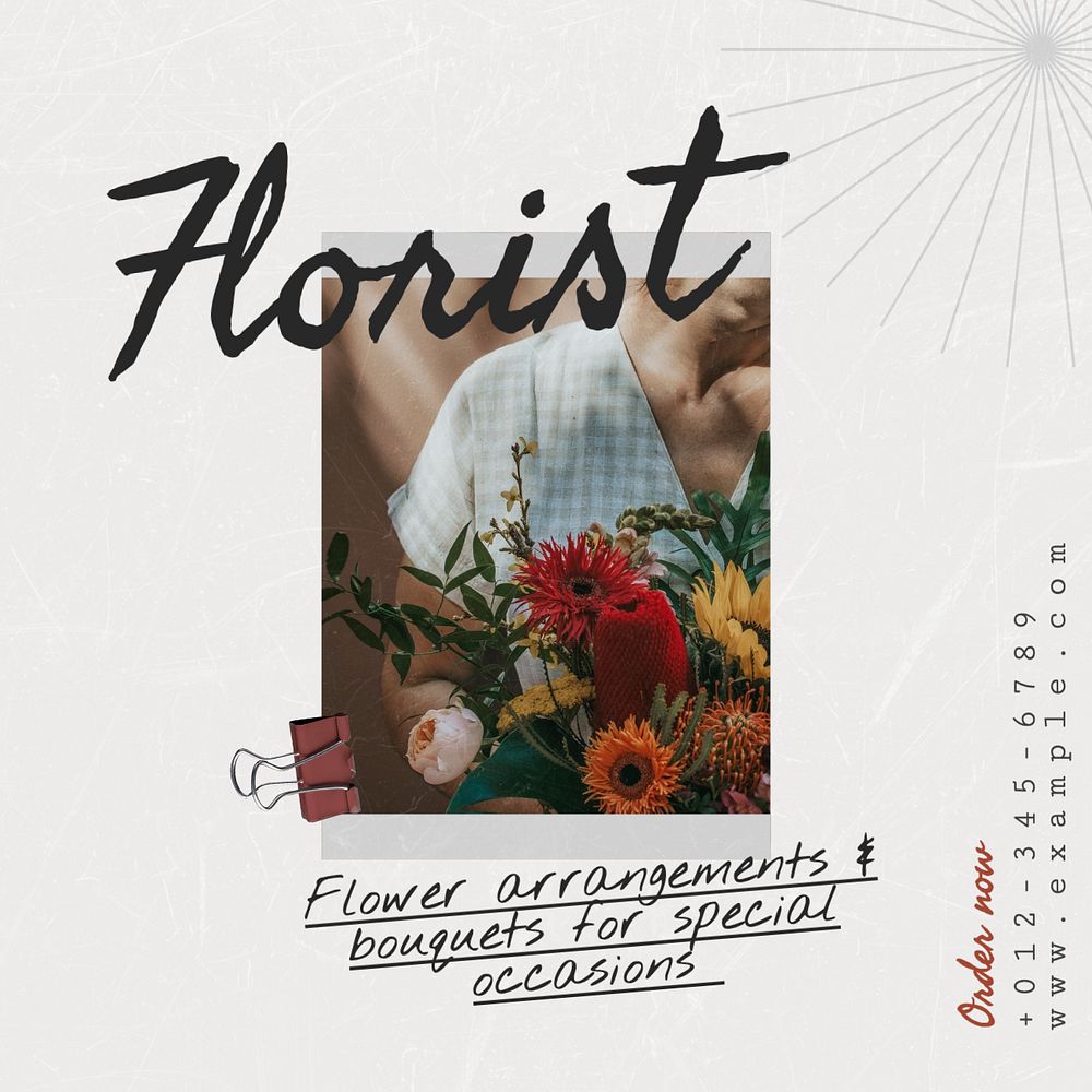 Florist Instagram post template, editable text