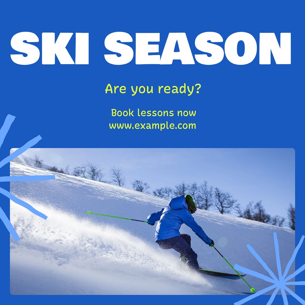 Ski lesson Instagram post template, editable text