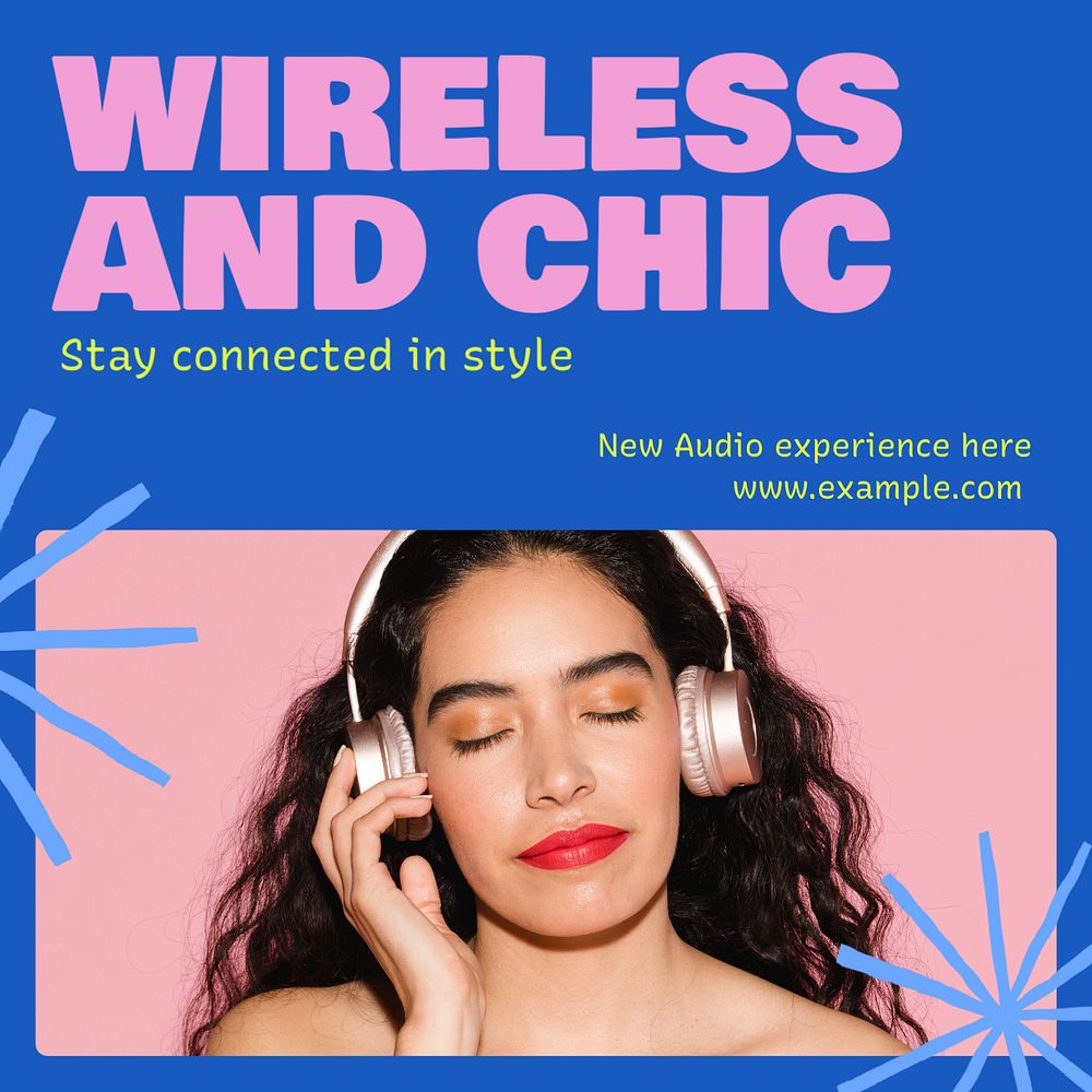 Wireless music Instagram post template, editable text