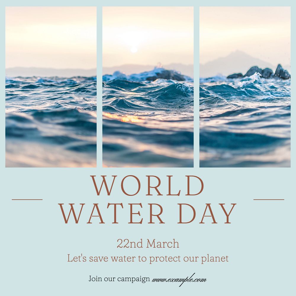 World water day Instagram post template, editable text