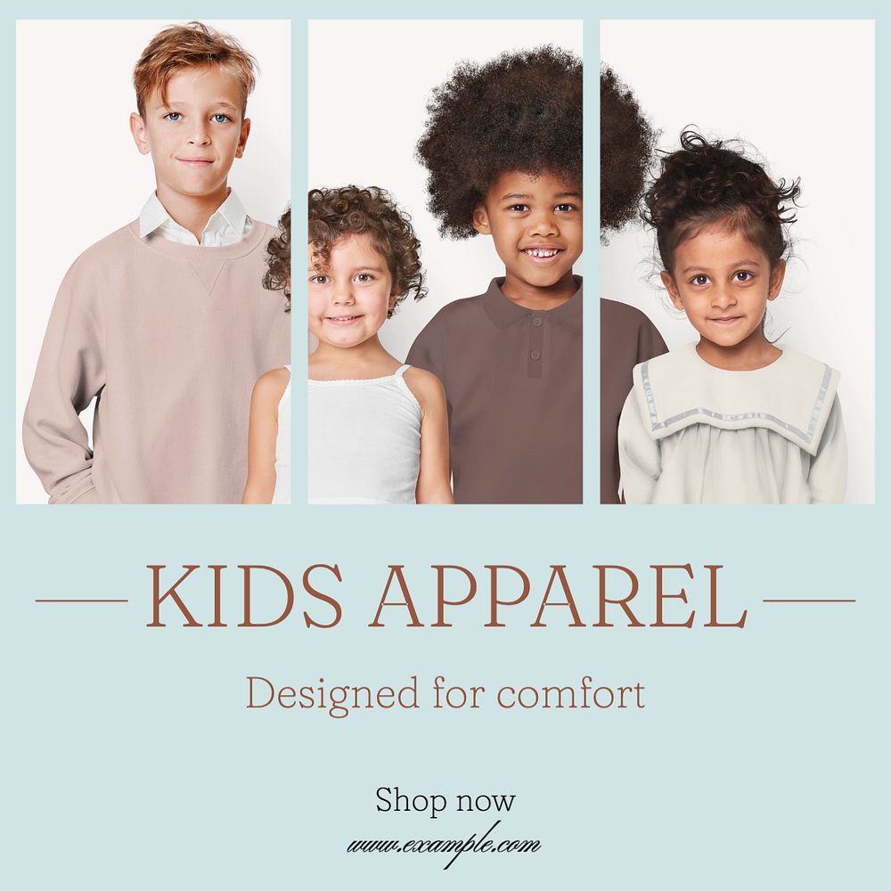 Kids apparel Instagram post template, editable text