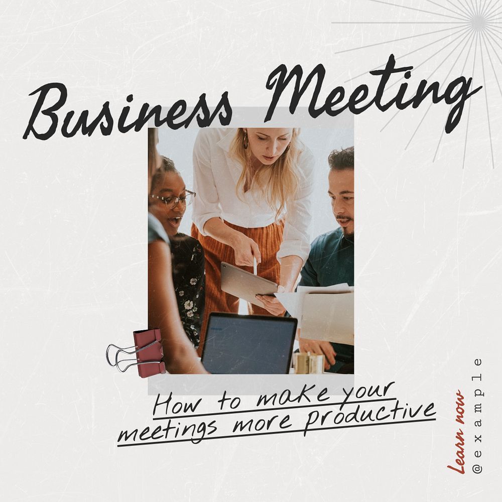 Business meeting Instagram post template, editable text