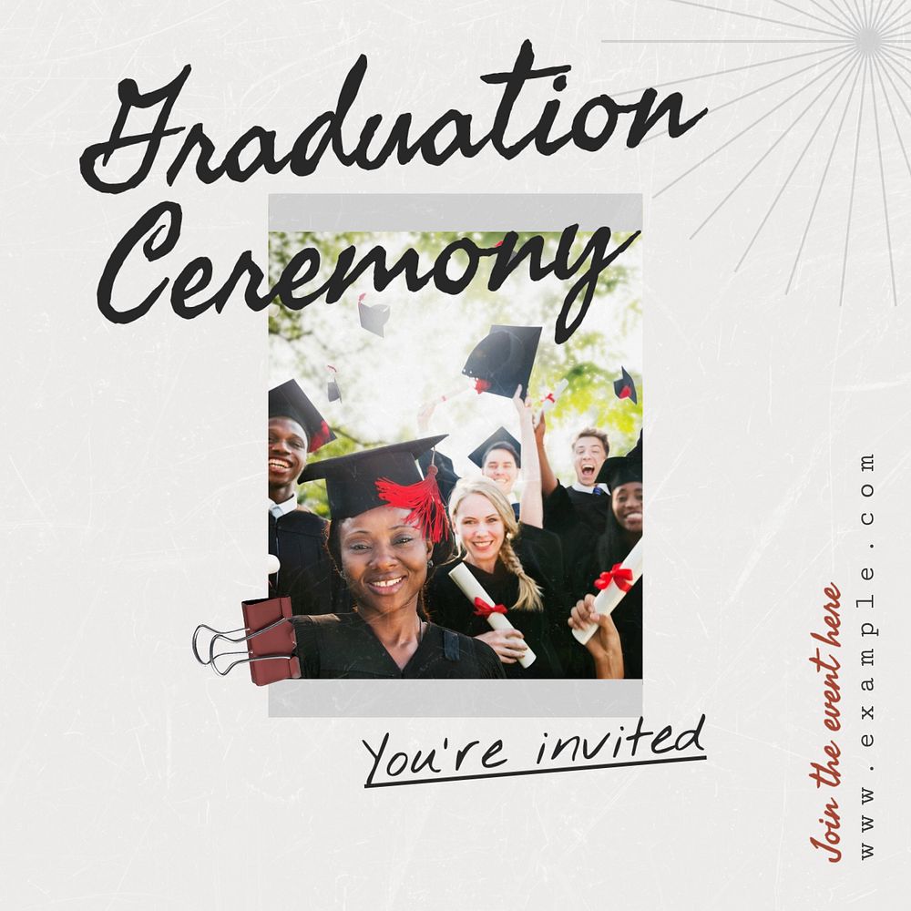 Graduation ceremony Instagram post template, editable text