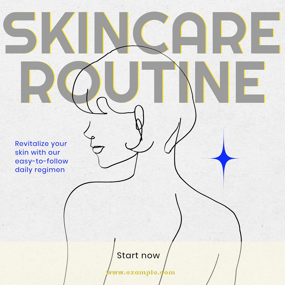 Skincare routine Instagram post template, editable text