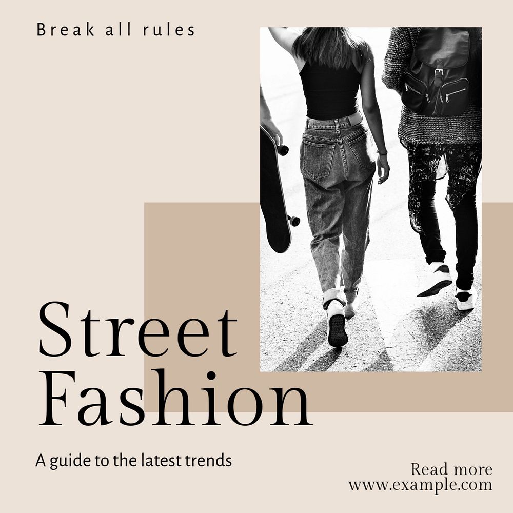 Street fashion  Instagram post template, editable design