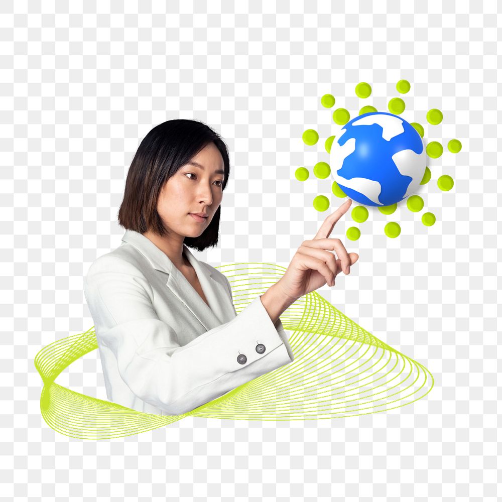 Global business network png, transparent background