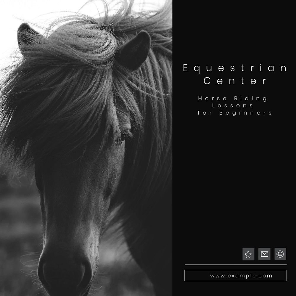 Horse riding center Instagram post template, editable design