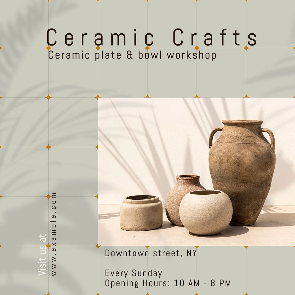 Ceramic craft Instagram post template, editable text