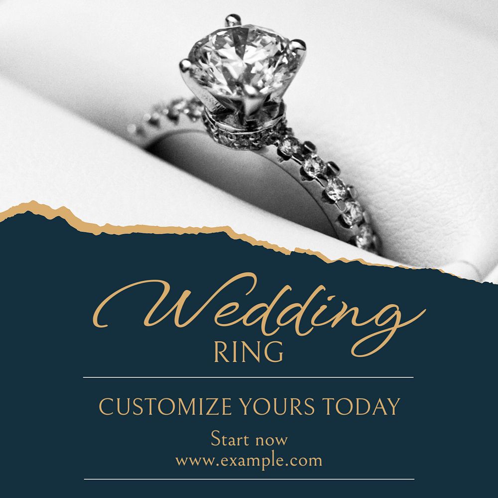 Wedding ring   Instagram post template, editable text