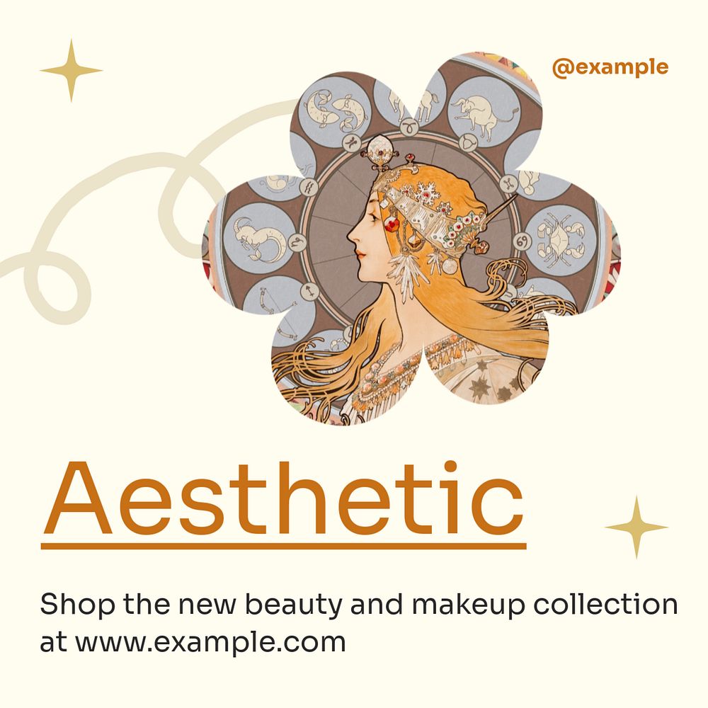 Aesthetic makeup Instagram post template, editable design