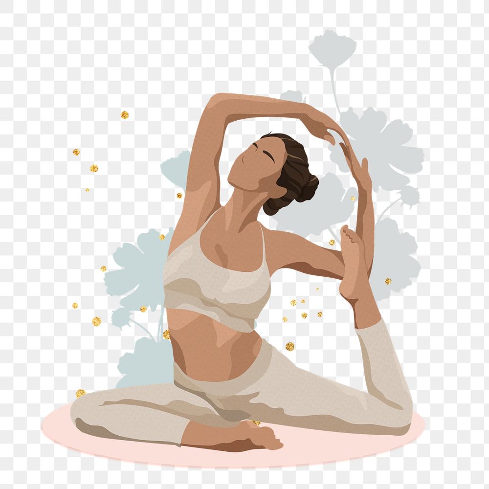 Yoga woman, editable aesthetic wellness remix design