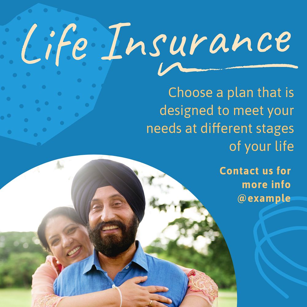 Life insurance Instagram post template, editable design