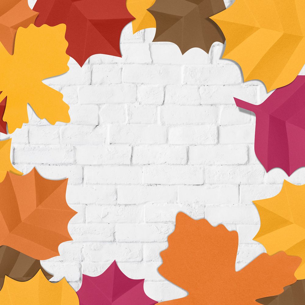 White paper craft leaf frame background, editable design