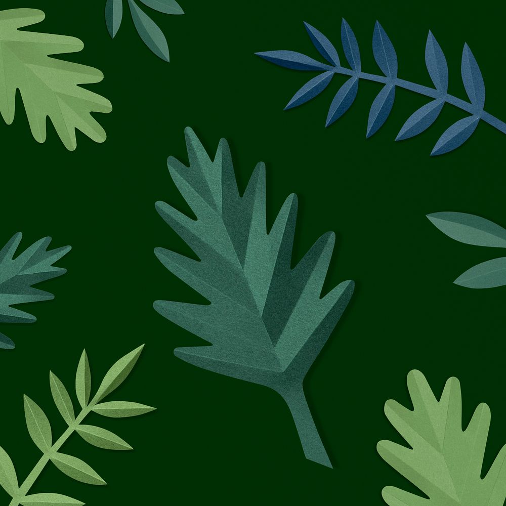 Green paper craft leaf background, editable design