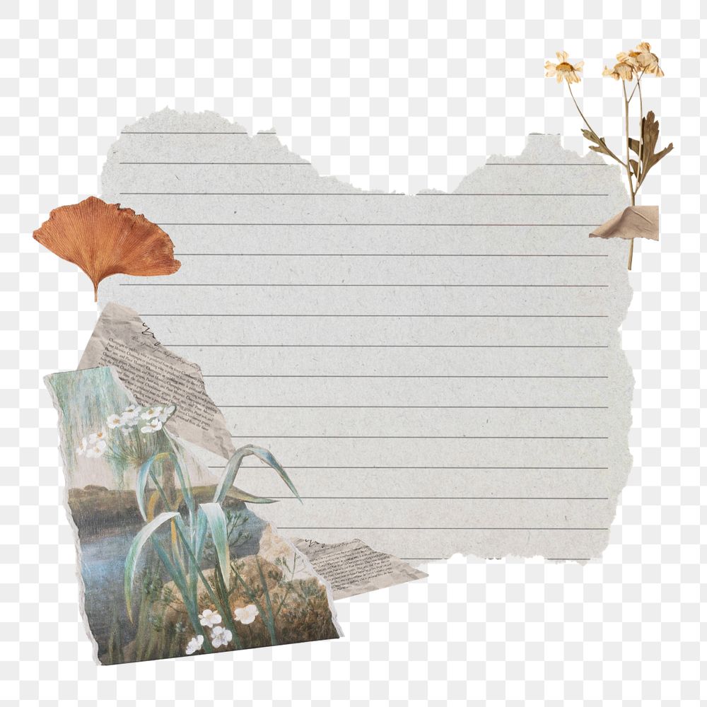 Aesthetic torn note paper png, editable collage