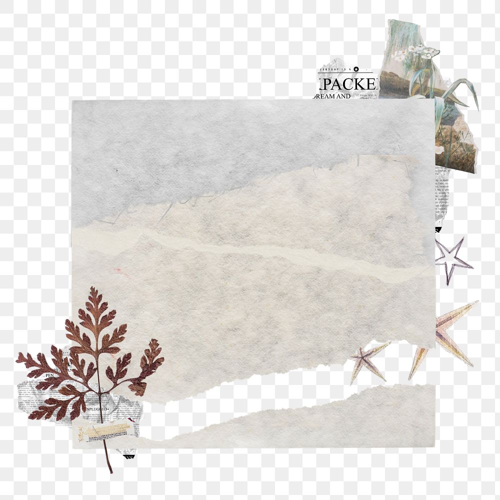 Aesthetic torn paper craft png, editable collage