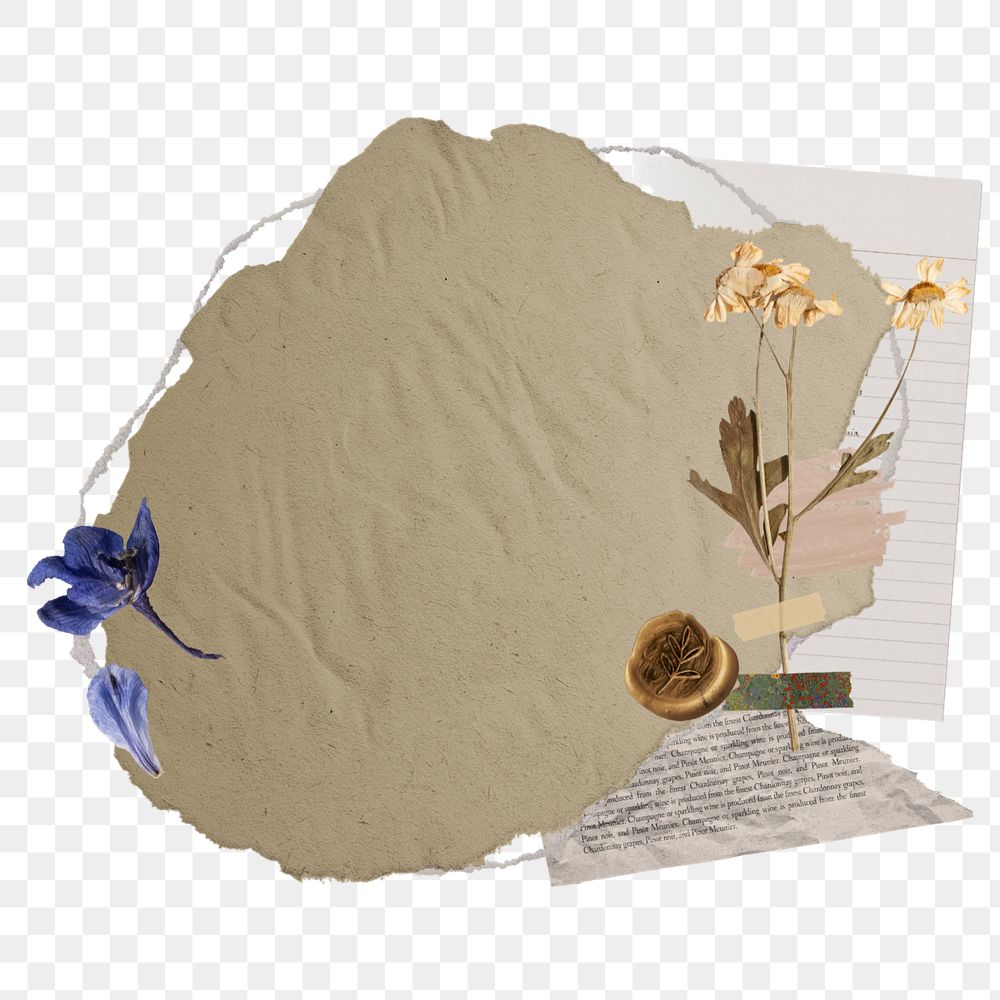 Aesthetic circle torn paper png, editable collage