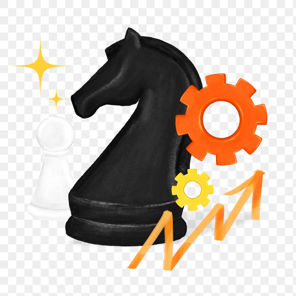 Knight chess piece png, business strategy remix, editable design