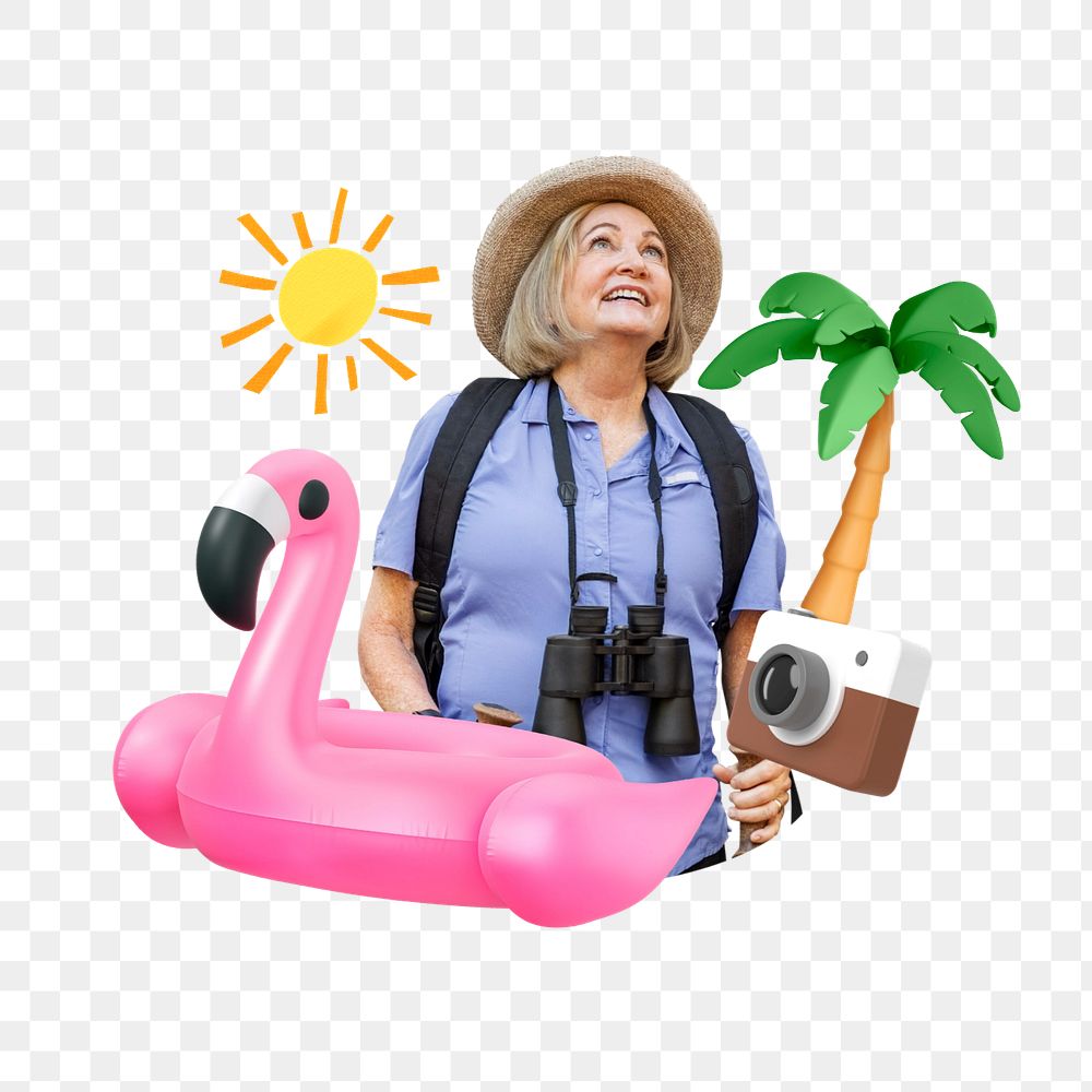 Retirement summer travel png, transparent background